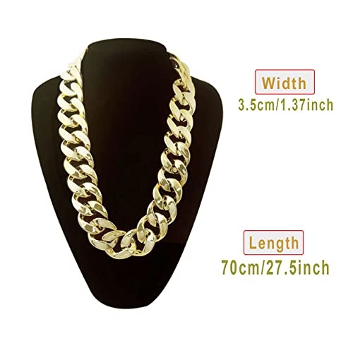 Markeny Men's Chunky Necklace, Rapper Fake Gold Chain 90s Hip Hop Fake Gold Necklace Costume Accessory (27.5 Inches*1.37inches) - Image 2