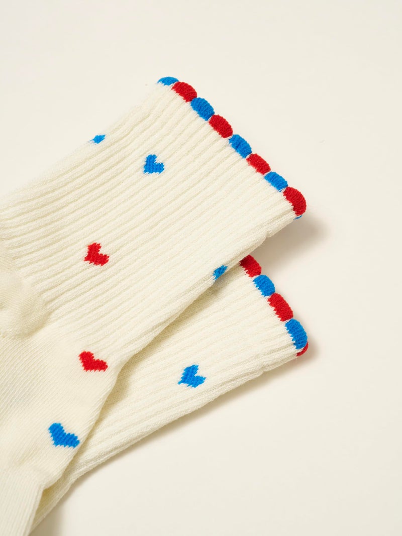 Shapes Studio Half Calf Grip Socks, Cute Fruit Pilates Socks, Ruffle Socks, Non-Slip for Barre Yoga (US, Numeric, 5, 10, Regular, Regular, Mini Hearts USA, Effortless Club) - Image 5
