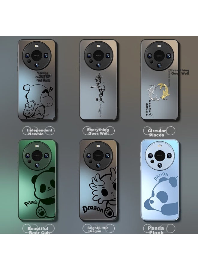 Xp Suitable For Huawei Mate60 Pro Phone Case, Full Lens Protection, Mate60 Pro+ Ultra-thin Heat Dissipation, Frosted Cartoon Design, Shockproof, Business High-end Feel - Graphite Gray Ring Double Fish - Image 3