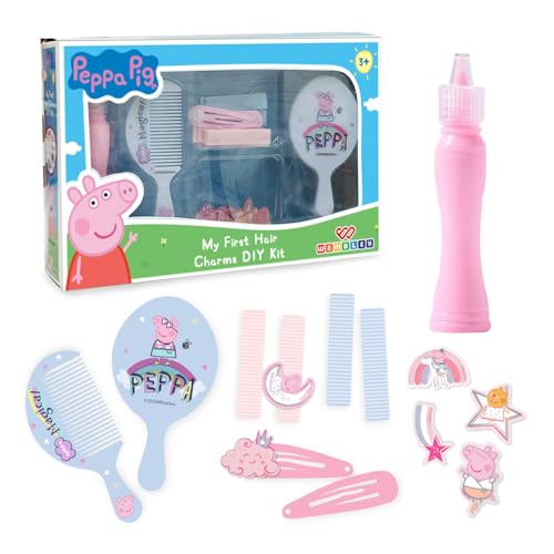 Wembley Peppa Pig DIY Kit| Colorful DIY Set with Hair Clips & Charms| Hair Clip Making Set with Non-Toxic Glue| DIY Hair Accessories Making Kit with Comb & Mirror| Ideal Gift for Girls (Hair Clips) - Image 1