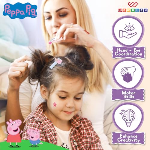 Wembley Peppa Pig DIY Kit| Colorful DIY Set with Hair Clips & Charms| Hair Clip Making Set with Non-Toxic Glue| DIY Hair Accessories Making Kit with Comb & Mirror| Ideal Gift for Girls (Hair Clips) - Image 3