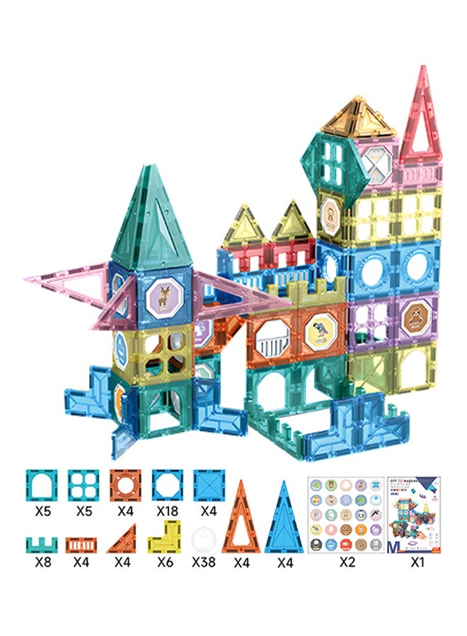 108pcs Magnetic Building Blocks, Magnetic Building Tiles with Cute Stickers, Ideal Early Development Toys for Toddlers - Image 2
