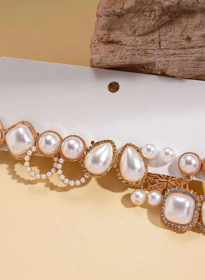 تايك تو Set of 5 - Faux Pearl Embellished Earrings
