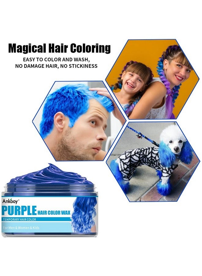 Ankooy 6 Pack Hair Color Wax, Temporary Natural Hair Coloring Mud for Men, Women, Kids - Daily, Party, Cosplay, Halloween DIY (Green, Orange, Pink, Purple, Red, Blue) - Image 4