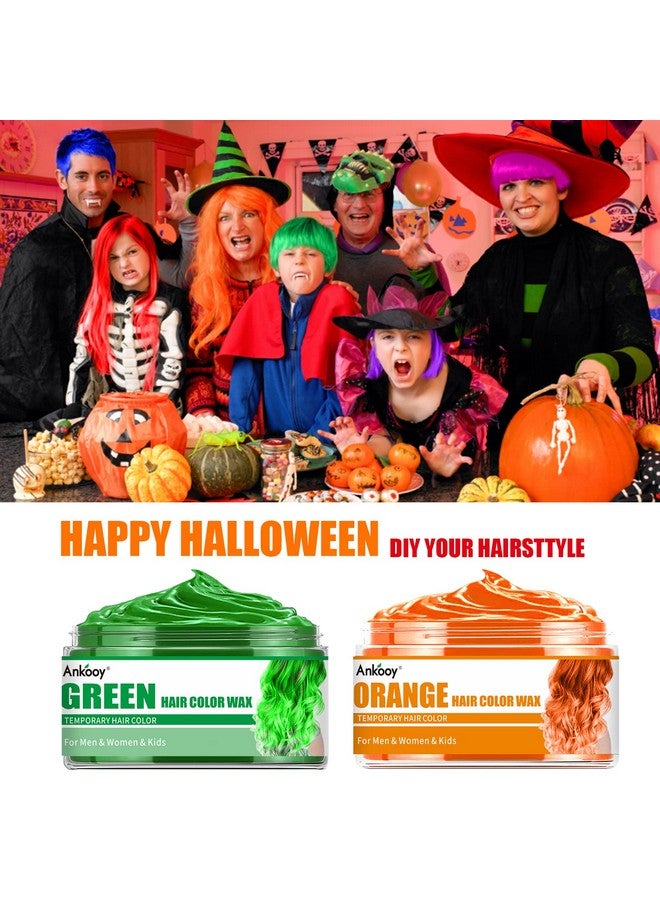 Ankooy 6 Pack Hair Color Wax, Temporary Natural Hair Coloring Mud for Men, Women, Kids - Daily, Party, Cosplay, Halloween DIY (Green, Orange, Pink, Purple, Red, Blue) - Image 2