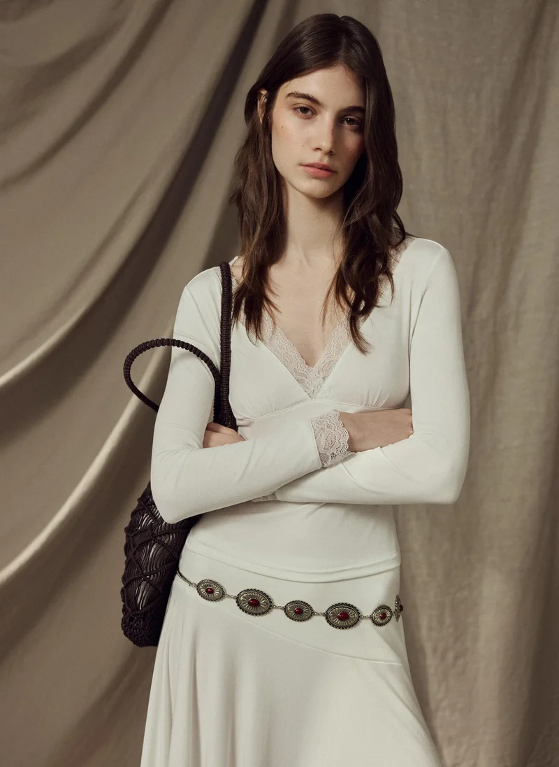 Lichi  Jersey longsleeve with lace detailing for Women | Best Price UAE