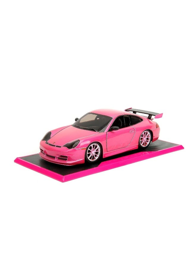 JADA Pink Slips Neon Blitz 2006 Porsche 911 Gt-3 Rs Die-Cast Car (1:24, Pink) - Image 2