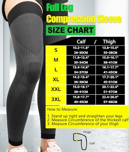 KEKING Full Leg Compression Sleeves Unisex Thigh High Compression Stocking 2030mmHg Graduated Support for Thigh Calf Knee Running Basketball Reduce Varicose Veins and Swelling Pair Black XXL - Image 5