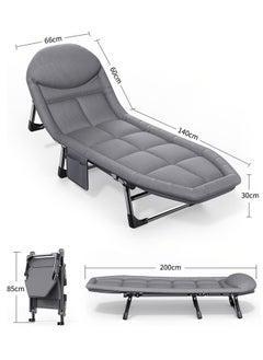 GoldenLike Folding Bed,Portable Foldable Camping Bed,Adjustable Recliner Bed Lounger Chair,Single Sleeping Bed,Comfortable Resting Bed,Adults Camping Cot for Beach Camping Home and Office Nap  - Image 3