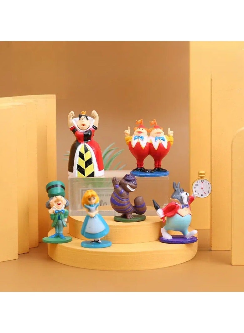 general Alice in Wonderland 6-piece set Handmade cartoon model dolls trendy toys, PVC character model toys collection gifts creative cartoon toys, birthday and holiday gifts - Image 1