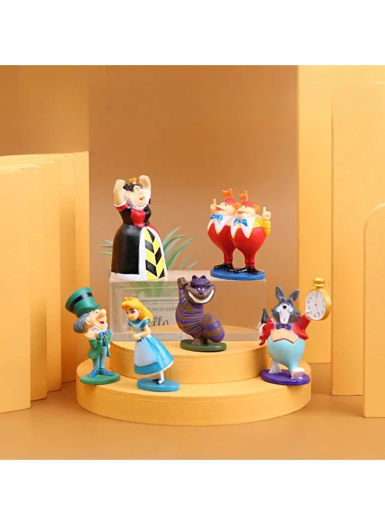 general Alice in Wonderland 6-piece set Handmade cartoon model dolls trendy toys, PVC character model toys collection gifts creative cartoon toys, birthday and holiday gifts - Image 2