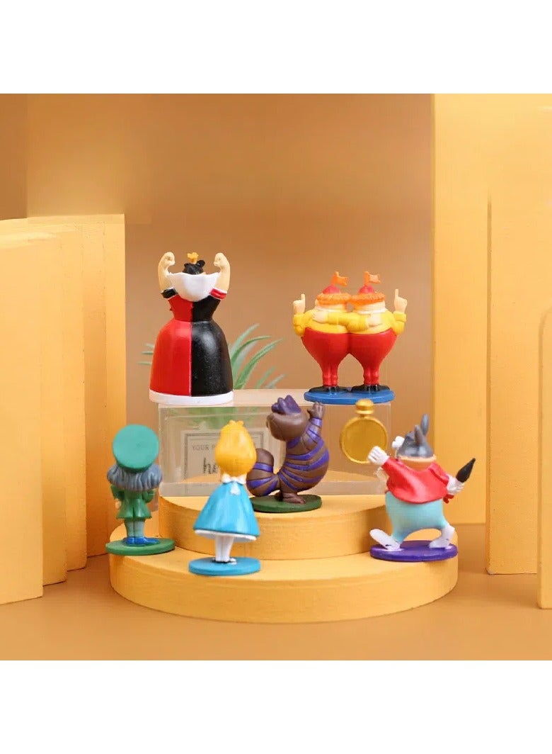 general Alice in Wonderland 6-piece set Handmade cartoon model dolls trendy toys, PVC character model toys collection gifts creative cartoon toys, birthday and holiday gifts - Image 3