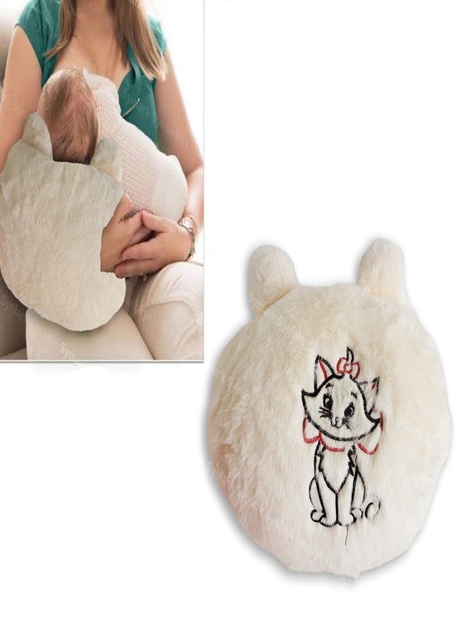 PSEUDO® Home Cradle Arm, Breastfeeding and Bottle Feeding Head Support, Nursing, Supersoft Fur Cozy Cradle Arm for Feeding Baby Travel-Friendly and Washable (Beige) - Image 1