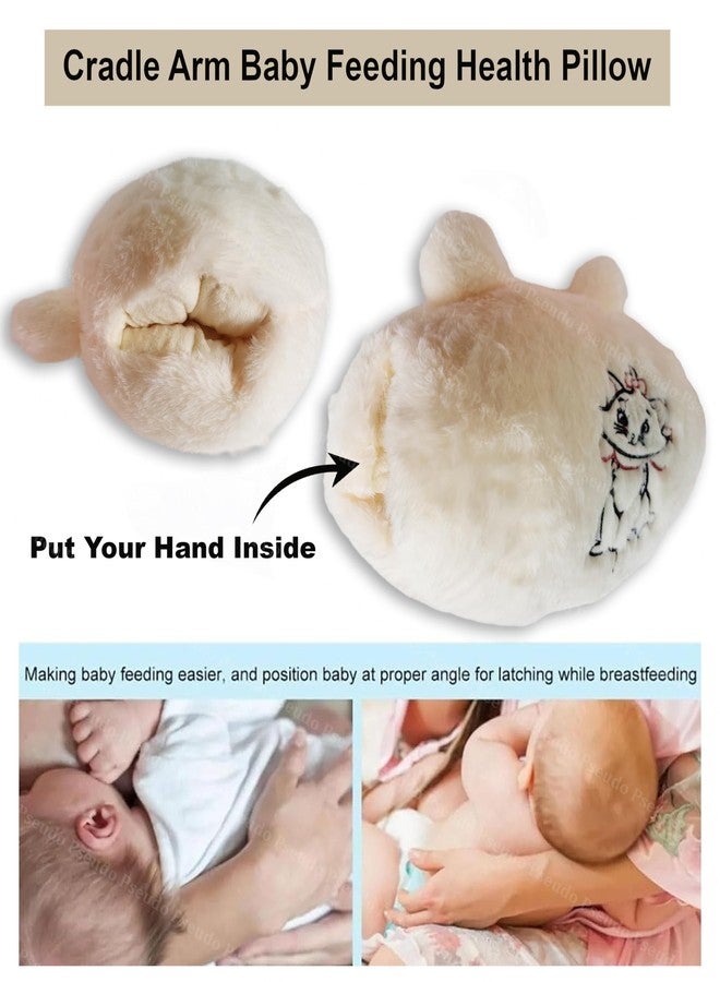PSEUDO® Home Cradle Arm, Breastfeeding and Bottle Feeding Head Support, Nursing, Supersoft Fur Cozy Cradle Arm for Feeding Baby Travel-Friendly and Washable (Beige) - Image 3
