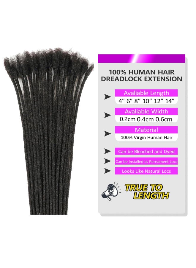 Vlliyava 02 cm Width 12 Inch 60 Strands Human Hair Loc Extensions Natural Black 100 Full Handmade Permanent Real Human Hair Dreadlock Extensions for WomenMenKids Can Be Dyed Bleached Curled Twisted - Image 4