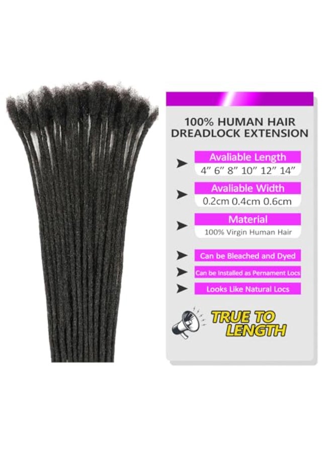 Vlliyava 02 cm Width 12 Inch 60 Strands Human Hair Loc Extensions Natural Black 100 Full Handmade Permanent Real Human Hair Dreadlock Extensions for WomenMenKids Can Be Dyed Bleached Curled Twisted - Image 3