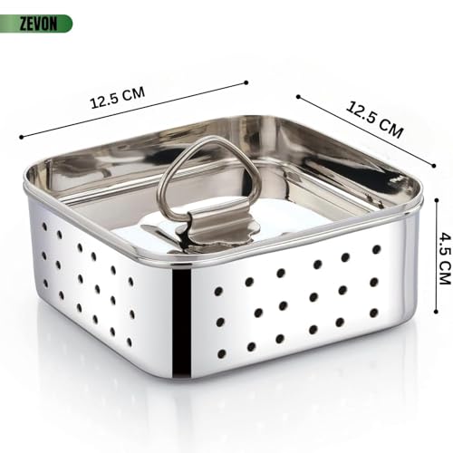 ZEVON Paneer Maker Steel - Paneer Maker Mould Press with Square Strainer | Stainless Steel Paneer and Tofu Making Machine | Fresh Paneer/Tofu/Sprout Press Mould for Kitchen Use (Square, 650ml) - Image 2