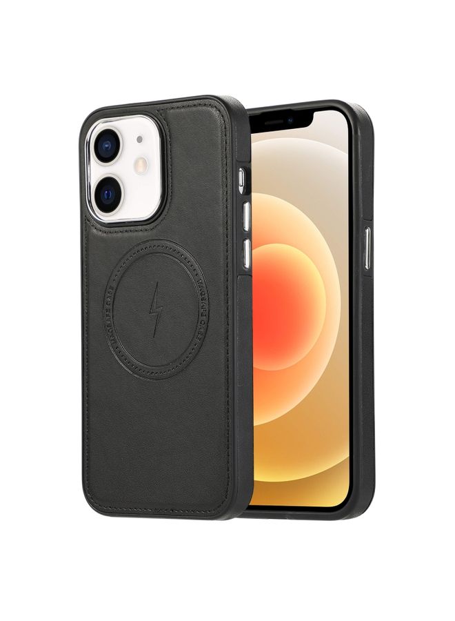 Case Cover For iPhone 12 Side Leather Magsafe Phone Case Black