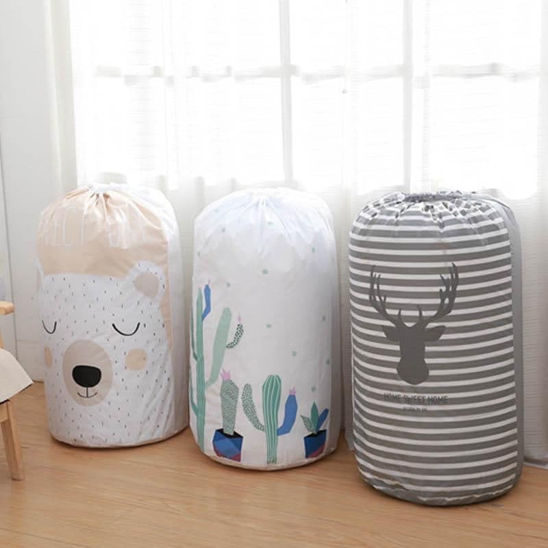 Cozron Round Drawstring Bag Portable Clothing Quilts Storage Bag Laundry Organizer Large Capacity Storage Organizer Wardrobe Organizer Clothes Container Pack of 1MulticolorMultidesign - Image 2