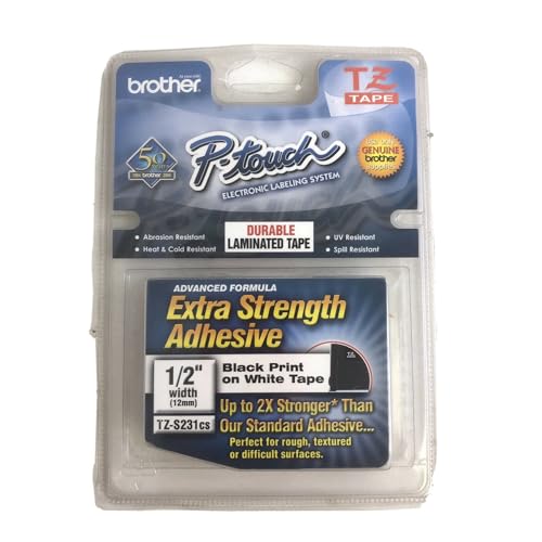 Brother Genuine P-touch TZe-S231 Tape, 1/2" (0.47") Wide Standard Laminated Tape,0.47" x 26.2 ft (12mm x 8mm) - Image 1