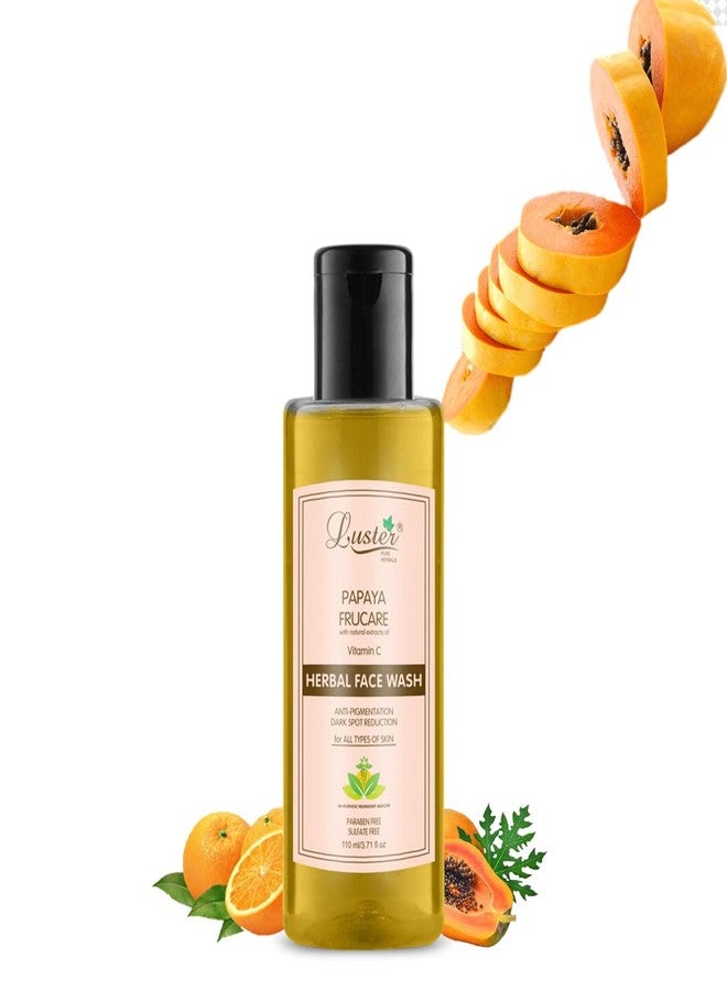 Luster Papaya Frucare Face Wash | Enriched With Vitamin C Extracts | Herbal Face Wash | Anti Pigmentation & Dark Spot Reduction | Paraben & Sulphate Free - 110ml (Pack of 4) - Image 1
