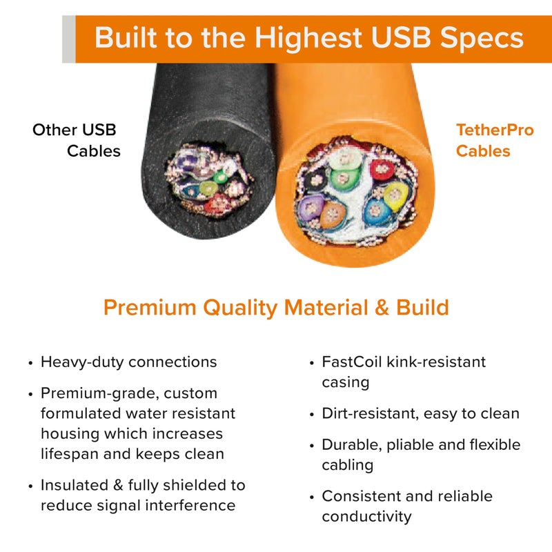 Tether Tools TetherPro USB 3.0 to Micro-B Cable | for Fast Transfer and Connection Between Camera and Computer | High Visibility Orange | 15 Feet (4.6 m) - Image 5