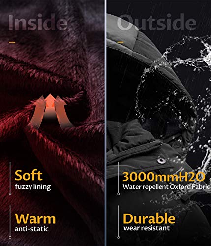 CREATMO US Men's Water-Resistant Insulated Down Alternative Outerwear Winter Cotton Puffer Jacket Thicken Warm Padded Zipper Coat With Removable Hood Black 2XL - Image 4