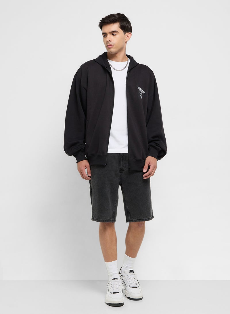 Seventy Five Oversized Graphic Zipped Hoodie - Image 4