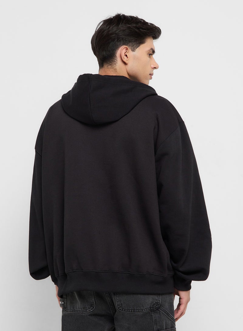 Seventy Five Oversized Graphic Zipped Hoodie - Image 2