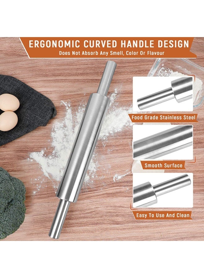 Classic Stainless Steel Dough Pin, Smooth and Lightweight Non-Stick, Professional Dough Roller, Keeps Dough Cool, Suitable for Bread, Fondant, Pie Crust, Pastry, Cookies, Pizza Dough, Pasta - Image 5