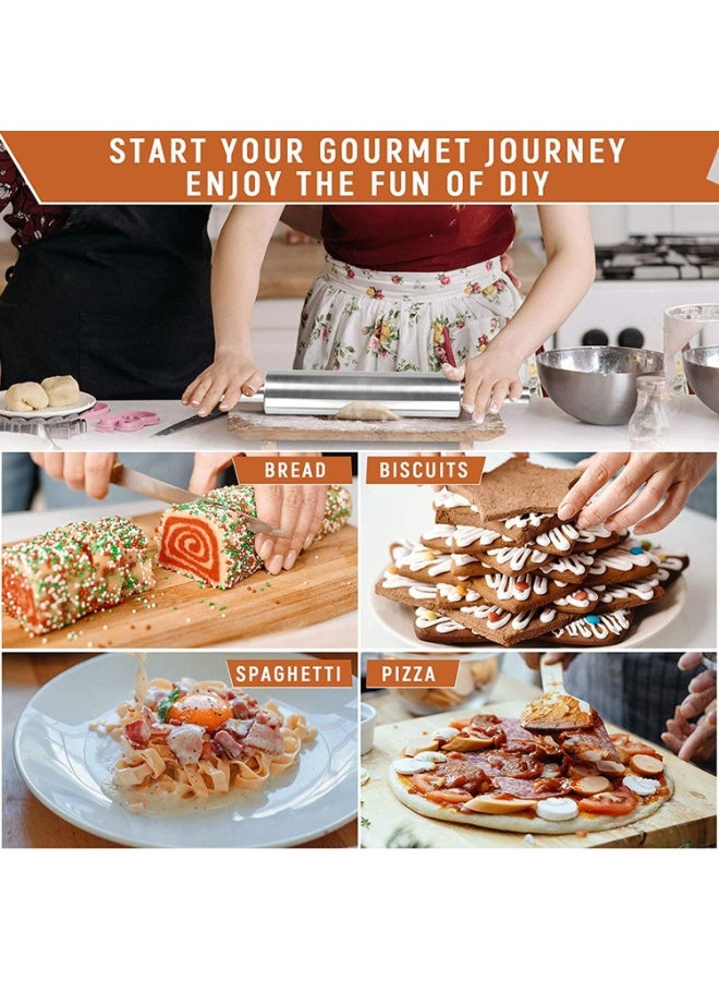 Classic Stainless Steel Dough Pin, Smooth and Lightweight Non-Stick, Professional Dough Roller, Keeps Dough Cool, Suitable for Bread, Fondant, Pie Crust, Pastry, Cookies, Pizza Dough, Pasta - Image 4