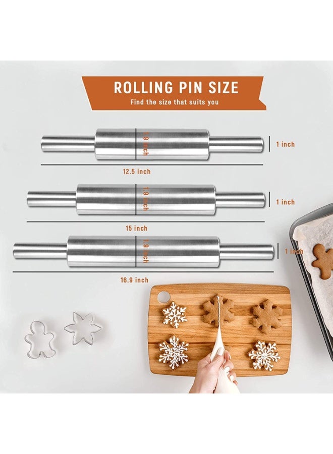 Classic Stainless Steel Dough Pin, Smooth and Lightweight Non-Stick, Professional Dough Roller, Keeps Dough Cool, Suitable for Bread, Fondant, Pie Crust, Pastry, Cookies, Pizza Dough, Pasta - Image 2