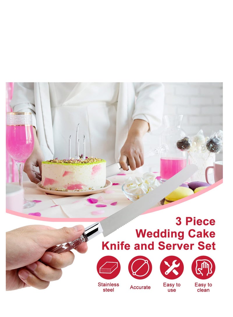SYOSI 3 Pcs Cake Cutter and Server Set, Cake Cutting Set with Pizza Cutter Wheel, Cake Serving Set for Wedding Cake, Birthdays, Anniversaries - Image 3
