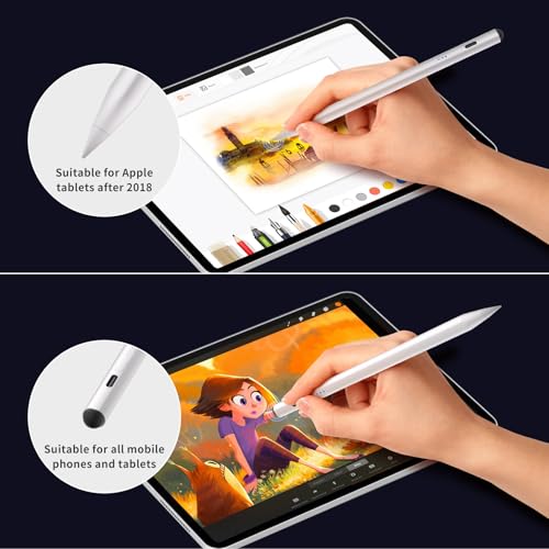 Fuloview Stylus Pen for iPad, Compatible with Apple iPad 2018-2025, Pencil P6th-10th Generation-2X Fast Charge Compatible with Apple iPad Pro 11"/12.9"/M4, iPad Air 3/4/5/M2, iPad mini 5/6 Gen-White - Image 3