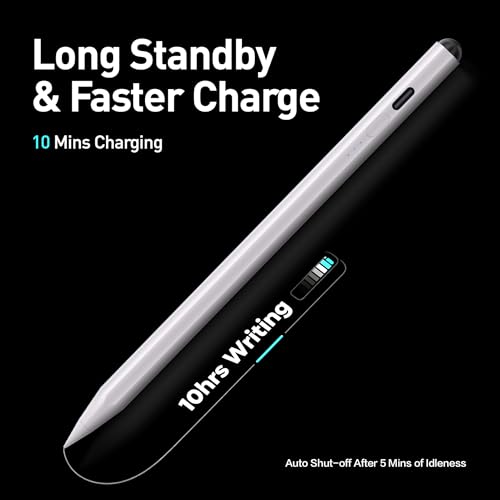 Fuloview Stylus Pen for iPad, Compatible with Apple iPad 2018-2025, Pencil P6th-10th Generation-2X Fast Charge Compatible with Apple iPad Pro 11"/12.9"/M4, iPad Air 3/4/5/M2, iPad mini 5/6 Gen-White - Image 4