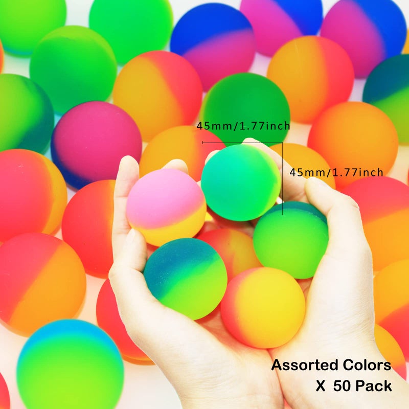 Oleitodh 50 Frosty Bouncy Balls  ICY Bounce Bulk Pack 45mm17 inch Rubber Balls HiBounce Assorted Colors Boys  Girls Birthday Party Favors  Carnival Prizes - Image 3