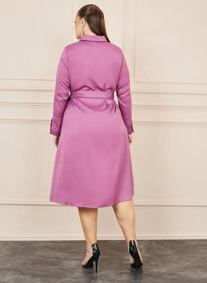 ستايلي Satin Belted Midi Dress