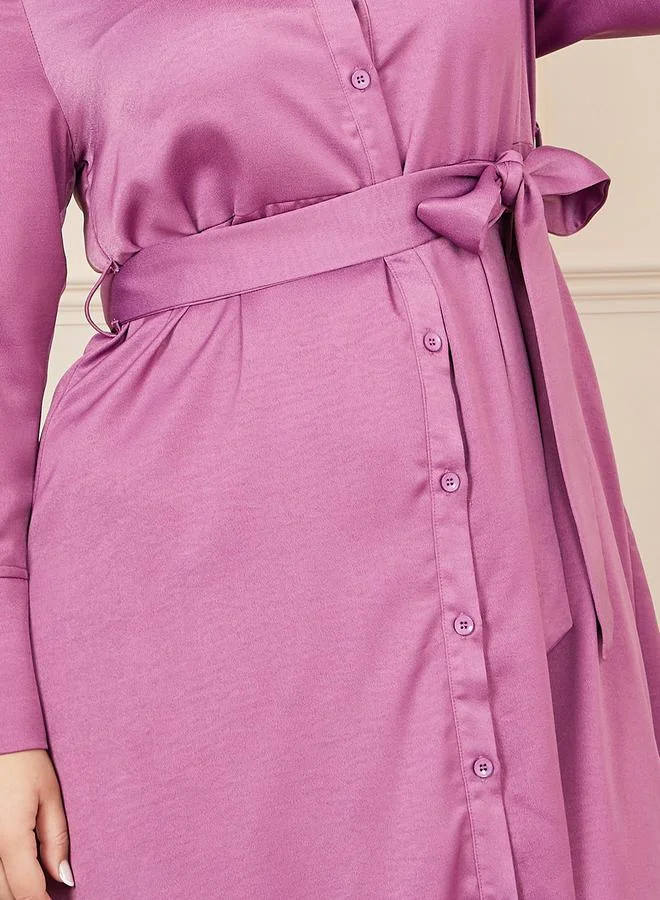 ستايلي Satin Belted Midi Dress