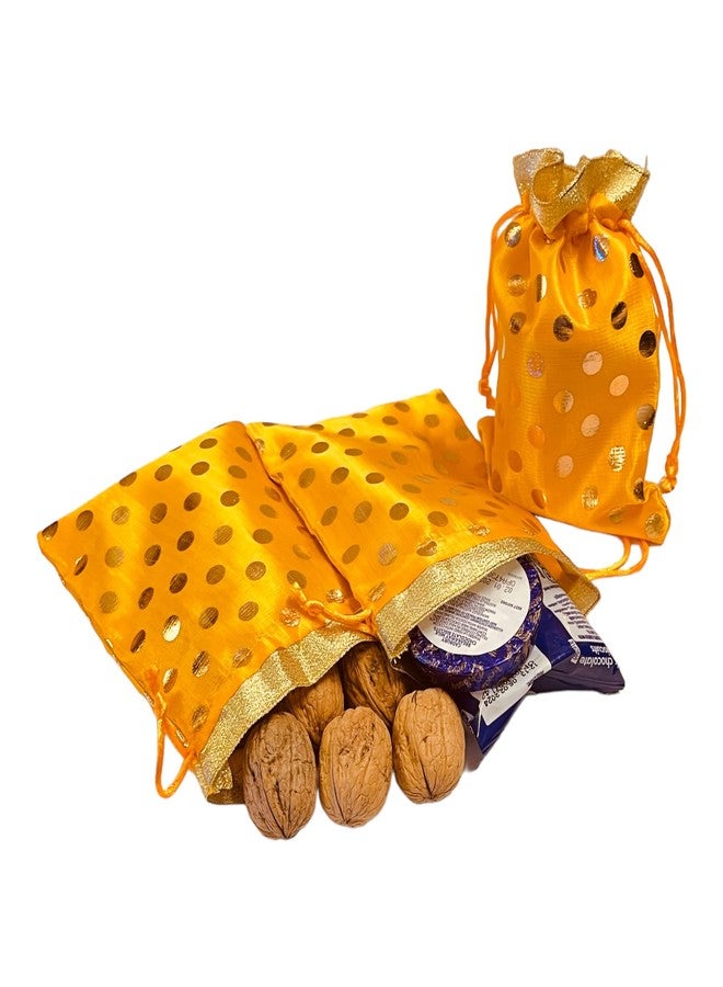 Moira 25/50 pcs 5 inch X 7 inch Unisex Gift Potli Bags Drawstring Closure Silk Brocade Polka Dots for Gifting/Jewellery Storage/Chocolates/Dryfruits (25) - Image 4