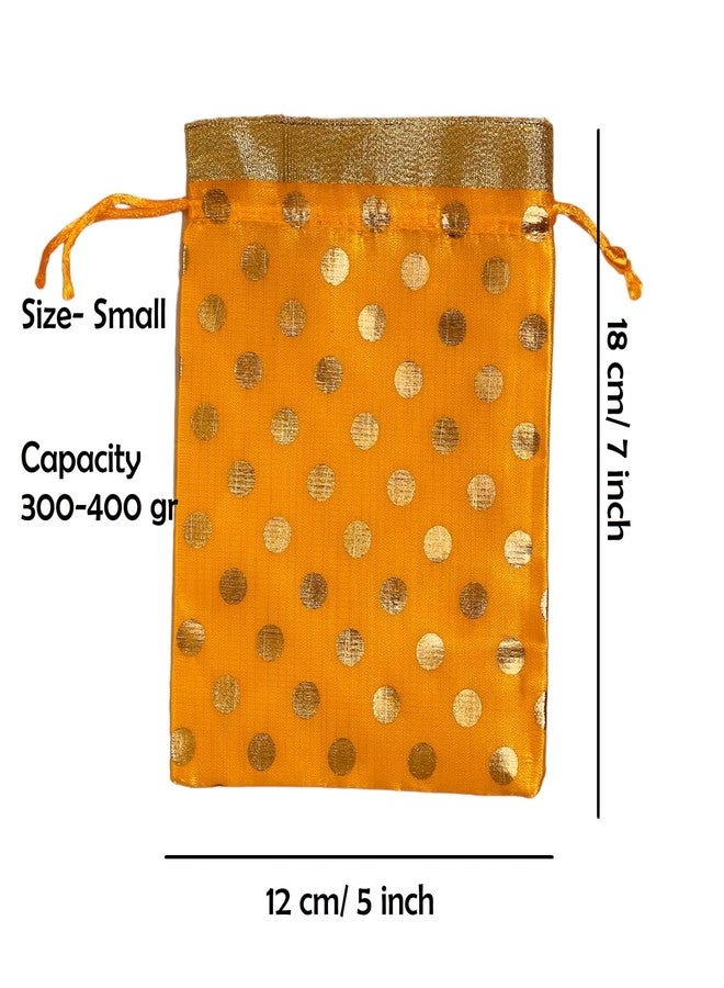 Moira 25/50 pcs 5 inch X 7 inch Unisex Gift Potli Bags Drawstring Closure Silk Brocade Polka Dots for Gifting/Jewellery Storage/Chocolates/Dryfruits (25) - Image 2
