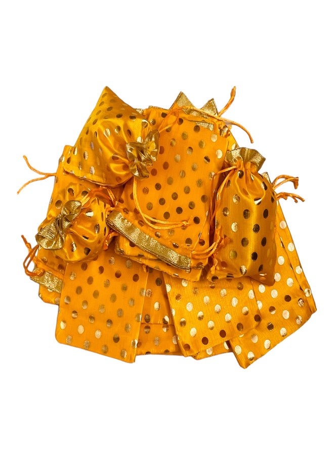 Moira 25/50 pcs 5 inch X 7 inch Unisex Gift Potli Bags Drawstring Closure Silk Brocade Polka Dots for Gifting/Jewellery Storage/Chocolates/Dryfruits (25) - Image 1