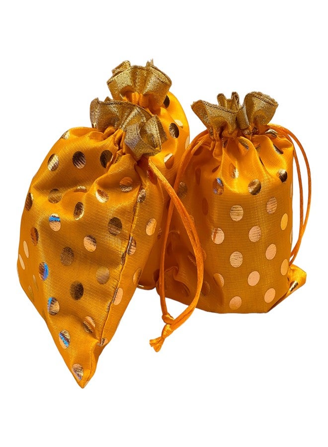 Moira 25/50 pcs 5 inch X 7 inch Unisex Gift Potli Bags Drawstring Closure Silk Brocade Polka Dots for Gifting/Jewellery Storage/Chocolates/Dryfruits (25) - Image 5