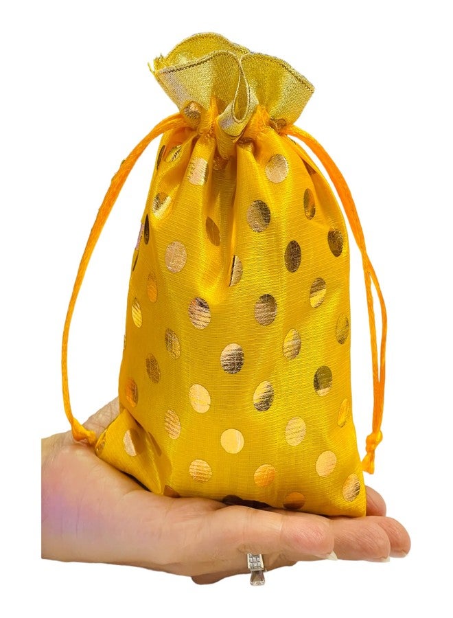 Moira 25/50 pcs 5 inch X 7 inch Unisex Gift Potli Bags Drawstring Closure Silk Brocade Polka Dots for Gifting/Jewellery Storage/Chocolates/Dryfruits (25) - Image 3