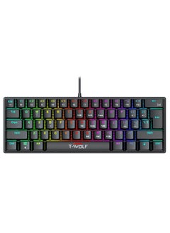 T-WOLF 63 Keys Wired Mechanical Gaming Keyboard Rgb Backlit Ultra Compact Mini Keyboard Waterproof Mini Compact 63 Keys Keyboard For PC Mac Gamer Typist Travel Easy Black  - Image 3