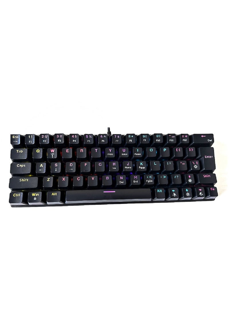 T-WOLF - 63 Keys Wired Mechanical Gaming Keyboard Rgb Backlit Ultra Compact Mini Keyboard Waterproof Mini Compact 63 Keys Keyboard For PC Mac Gamer Typist Travel Easy Black - Image 1