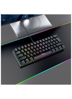 T-WOLF 63 Keys Wired Mechanical Gaming Keyboard Rgb Backlit Ultra Compact Mini Keyboard Waterproof Mini Compact 63 Keys Keyboard For PC Mac Gamer Typist Travel Easy Black  - Image 2