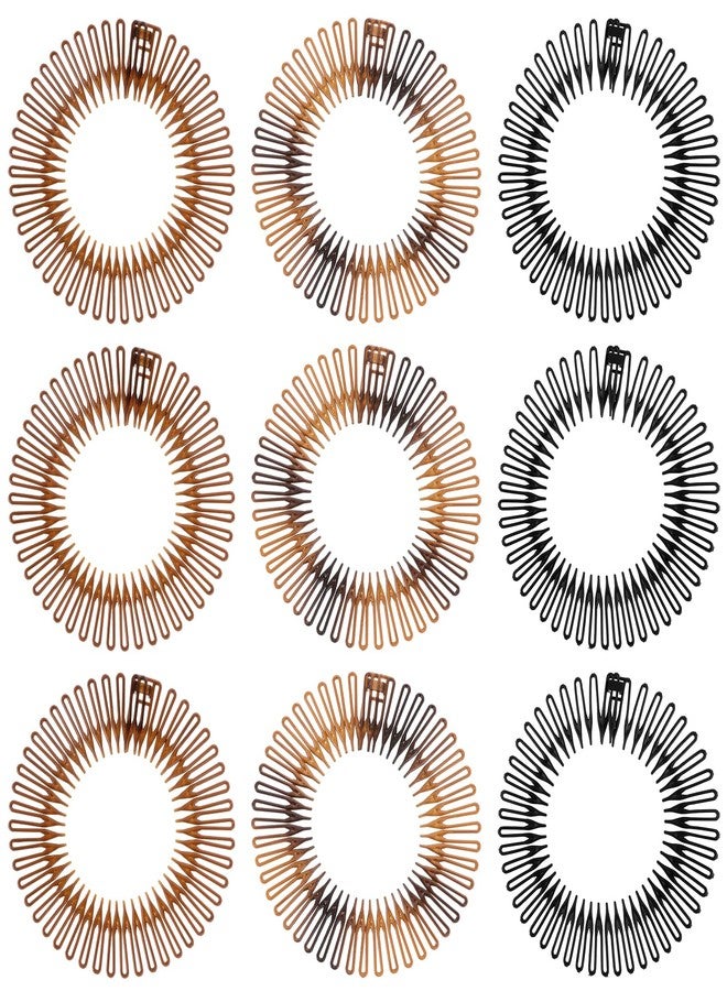 Sibba Headband With Clip 9 PCS Zig Zag 90s Hair Teeth Comb Headpiece Plastic Circular Stretchy Head Band Hairband Curly Twist Bangs Headwear Plait Hairpin Claw Tooth Hoop to Pull Strands of Back Braid - Image 1
