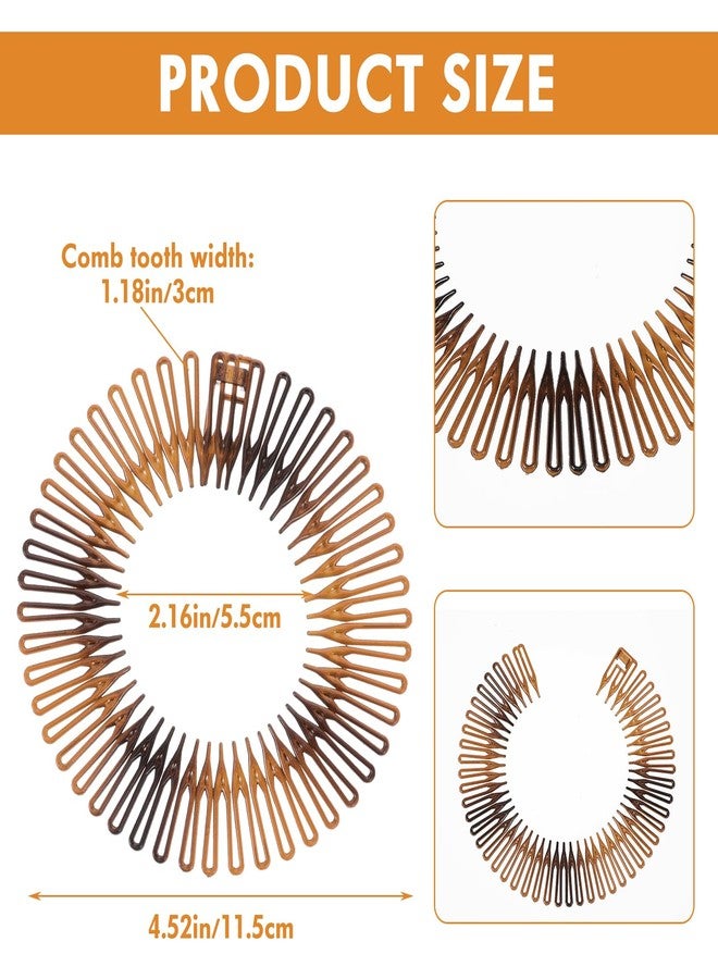 Sibba Headband With Clip 9 PCS Zig Zag 90s Hair Teeth Comb Headpiece Plastic Circular Stretchy Head Band Hairband Curly Twist Bangs Headwear Plait Hairpin Claw Tooth Hoop to Pull Strands of Back Braid - Image 3