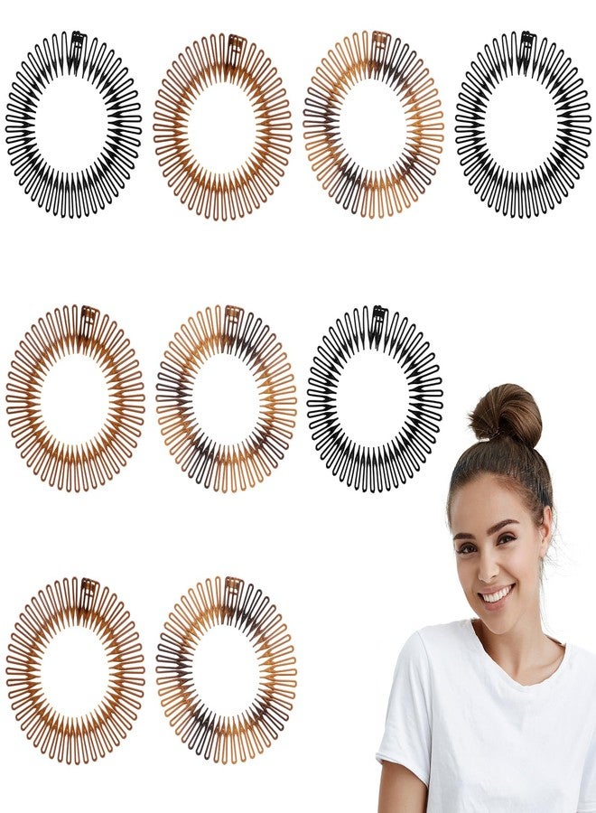 Sibba Headband With Clip 9 PCS Zig Zag 90s Hair Teeth Comb Headpiece Plastic Circular Stretchy Head Band Hairband Curly Twist Bangs Headwear Plait Hairpin Claw Tooth Hoop to Pull Strands of Back Braid - Image 2