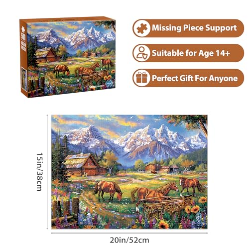 Jeacirio 500 Piece Jigsaw Puzzle for Adults Flowers Mountain Horse Themes Funny Challenging Gift for Family Friends 21 x 15 in - Image 5